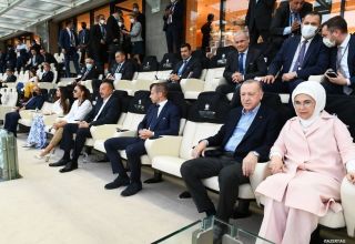Die Präsidenten Ilham Aliyev und Recep Tayyip Erdogan sahen sich das Spiel Türkei-Wales im Olympischen Stadium von Baku an