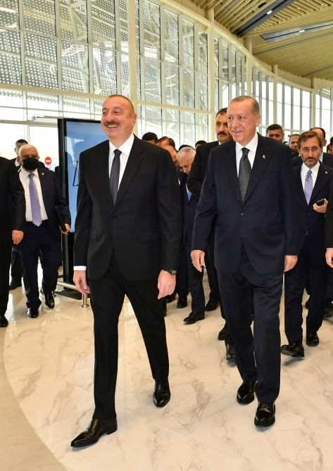 Türkischer Präsident Recep Tayyip Erdogan traf zu einem offiziellen Besuch in Aserbaidschan ein - Erstes offizielles Treffen am internationalen Flughafen Zangilan (FOTO/VIDEO) - Gallery Image
